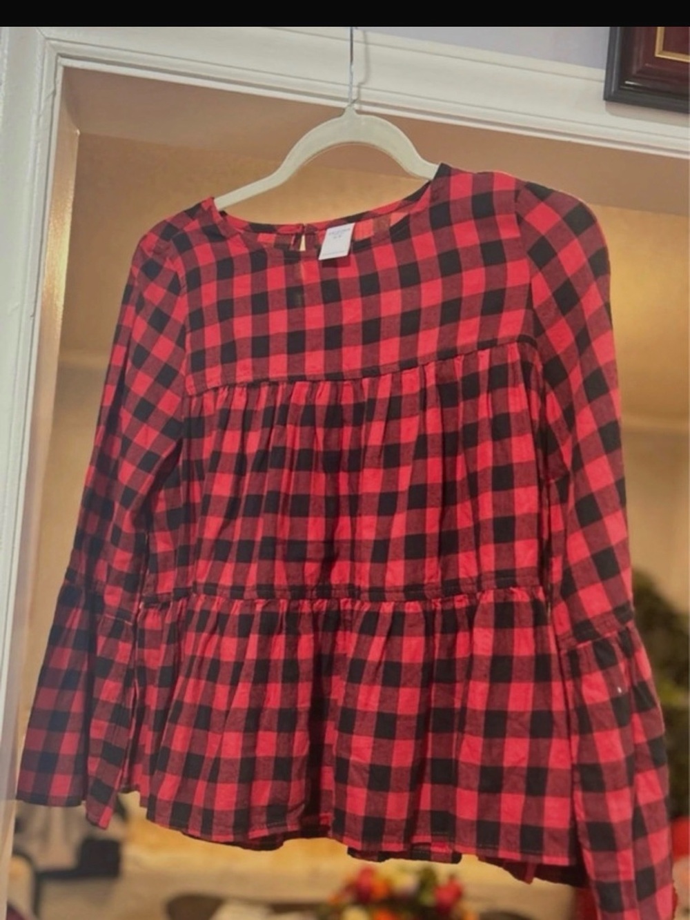 Arizona Jean Co. Wild Cherry Check Blouse Sz xl 16